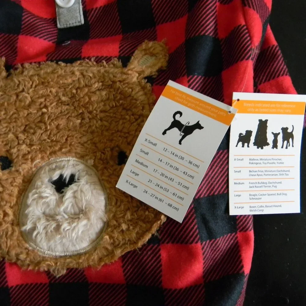 Simply Dog Plaid Flannel Teddy Bear Pet Apparel Sz L 21-24 in. Around Chest NWT